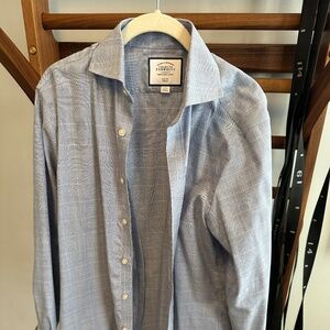 Charles Tyrwhitt - Non-Iron Dress Shirt - 16 / 33 Slim Fit - Blue Patterned